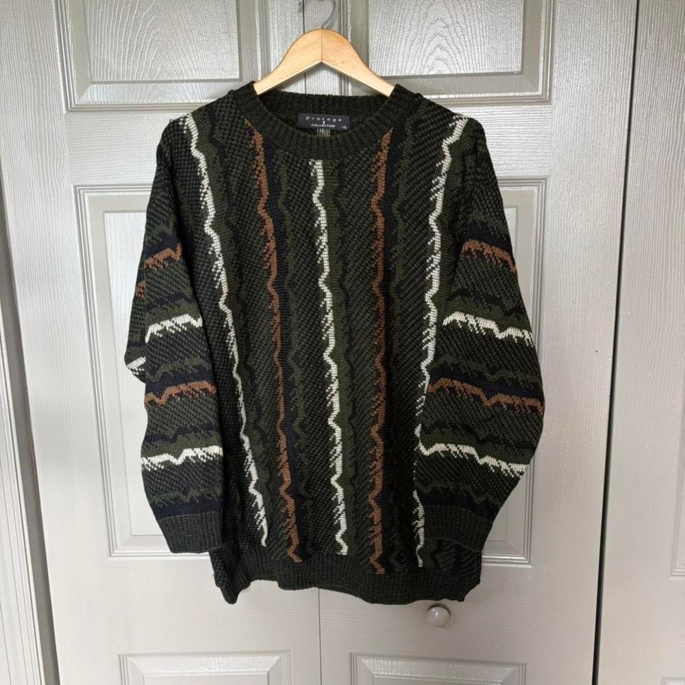 Vintage striped 3D knit sweatshirt Size XL protege sweater crewneck pullover